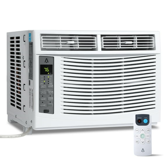 6000-BTU Window Air Conditioner, Up to 250 Sqf, Window AC Units with Cool and Fan Functions, with Remote, Timer Function, Perfect for Small Rooms, Living Room, Office
