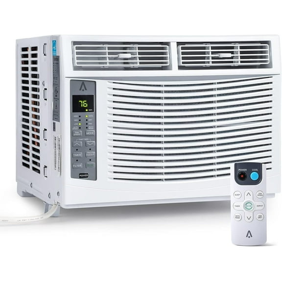 6000 BTU Window Air Conditioner, Smart WiFi & Remote Control, Quiet 50dB AC Unit for Rooms Up to 250 Sq. Ft., 24H Timer, Energy-Saving ECO & Sleep Mode, Easy Installation Kit Included, White