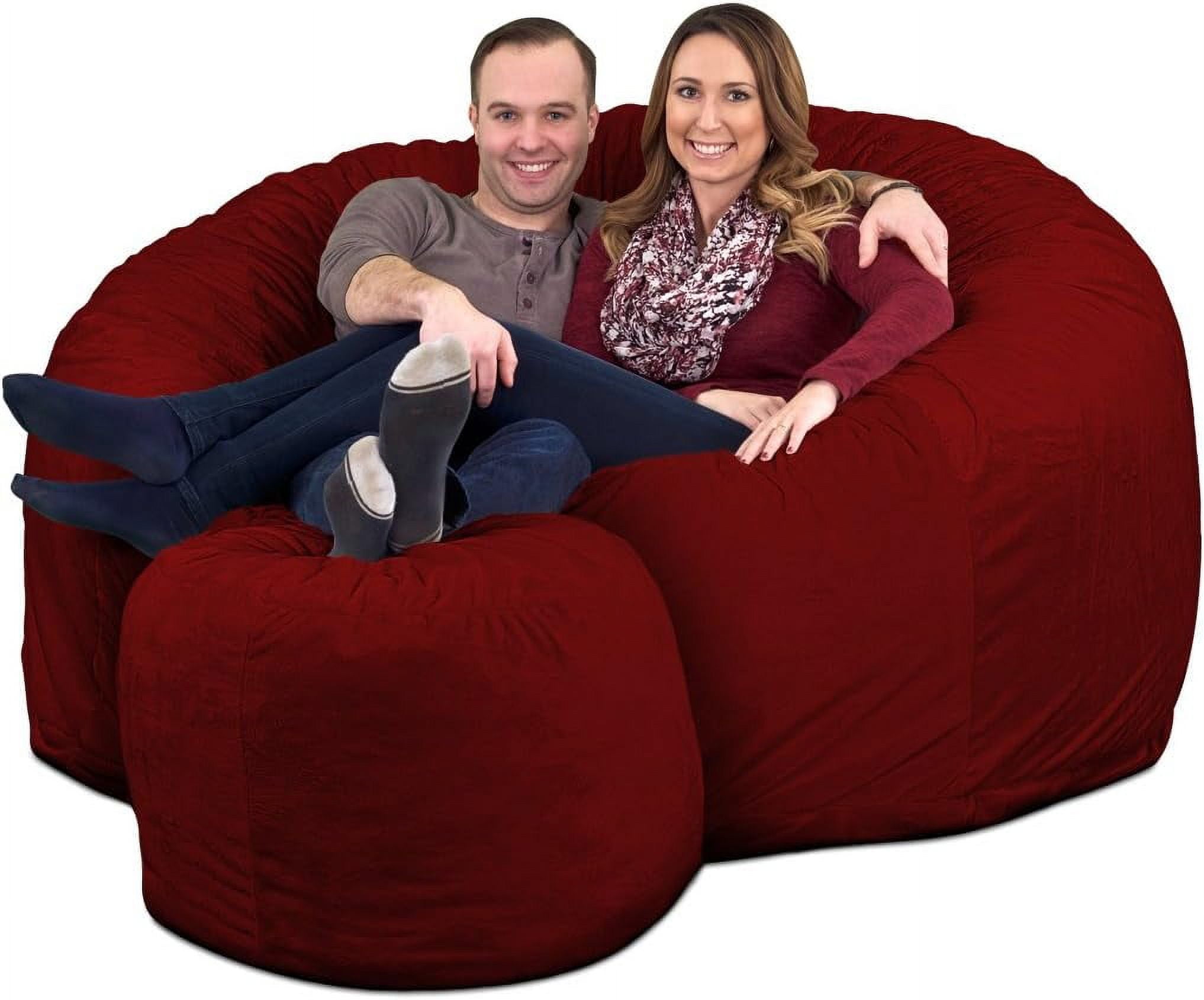 6000 Bean Bag Chair W Footstool Giant Foam Filled Furniture