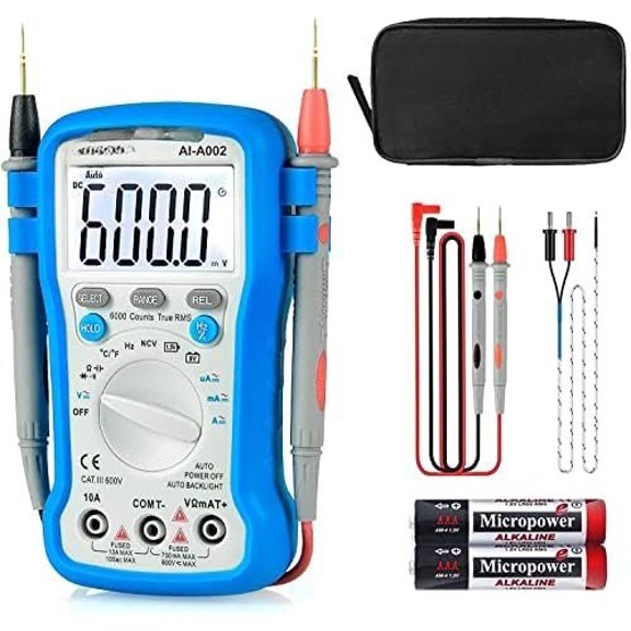 6000 Counts TRMS Digital Multimeter Auto Ranging - Multitester for Current Resistance Capacitance Frequency/Duty,Diode/hFE, NCV, Temperature with Auto Backlight