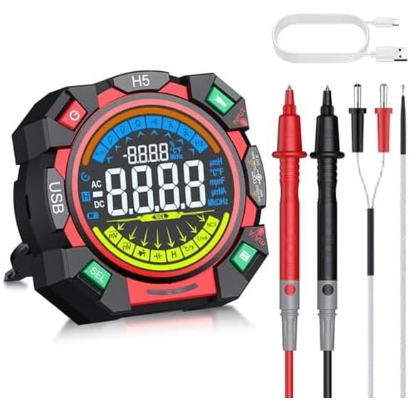 6000 Counts TRMS Multimeter Rechargeable Auto-Ranging Meter for & Current Electric Meter Tester with Color Screen for NCV Diode Continuity Resistance Capacitance Temperature