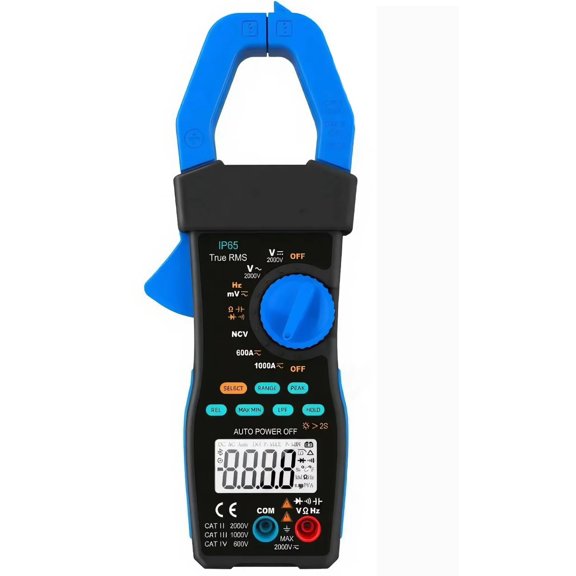 6000 Counts True RMS Solar Clamp Meter, 2000V 1000A 45mm Jaw LPF PEAK NCV Capacitance ,Solar Testing Tool