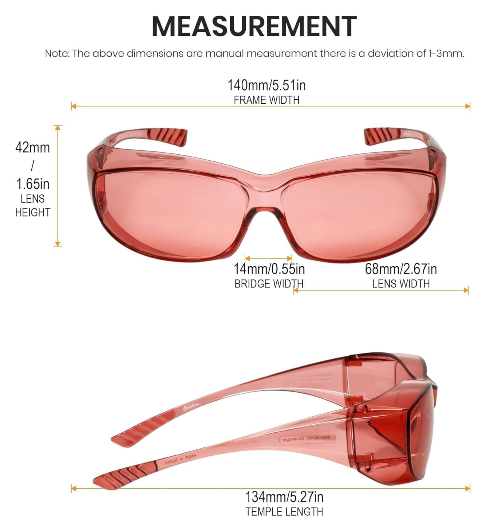 Calabria 6000 Large Fit Over Sonnenbrille – UV-Schutz, Gelb