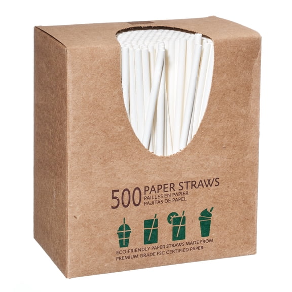 [6000 PACK] Disposable Paper Drinking Straws Unwrapped White 7.75 Inches - Compostable, Biodegradable, Earth Friendly Straws, Premium Unwrapped Paper Straws for Restaurants, Smoothie, Juice, Cocktail