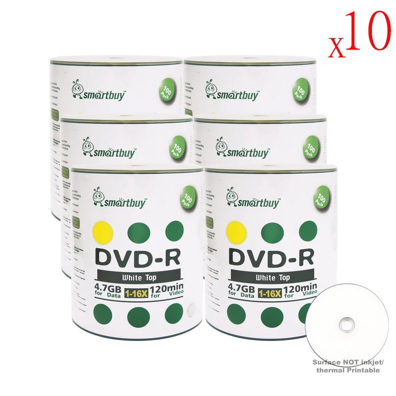 6000 Pack Smartbuy 16X DVD-R 4.7GB 120Min White Top (Non-Printable) Data Blank Media Recordable Disc
