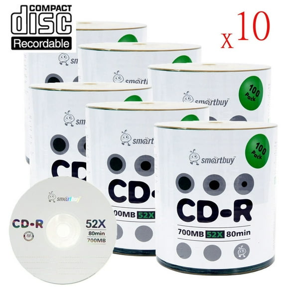 6000 Pack Smartbuy 52X CD-R 700MB 80Min Logo (Non-Printable) Data Blank Media Recordable Disc