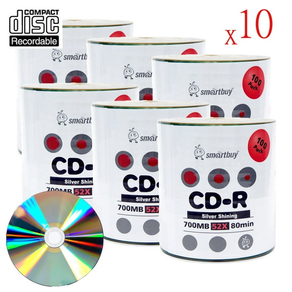 6000 Pack Smartbuy 52X CD-R 700MB 80Min Shiny Silver (Non-Printable) Data Blank Media Recordable Disc