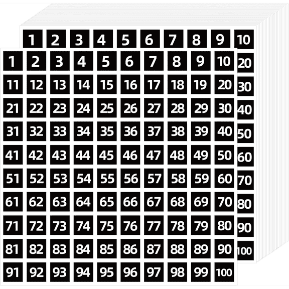 6000 Pcs 0.4" Black Square 1-100 Consecutive Number Stickers – Self-Adhesive Small Number Labels | For Inventory, Storage, Organizing, Boxes, Bins & Toolboxes