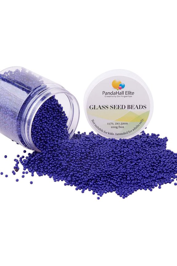 6000 Pcs 11/0 Glass Seed Beads Opaque Blue Round Mini Spacer Beads Diameter 2mm for Jewelry Making DIY