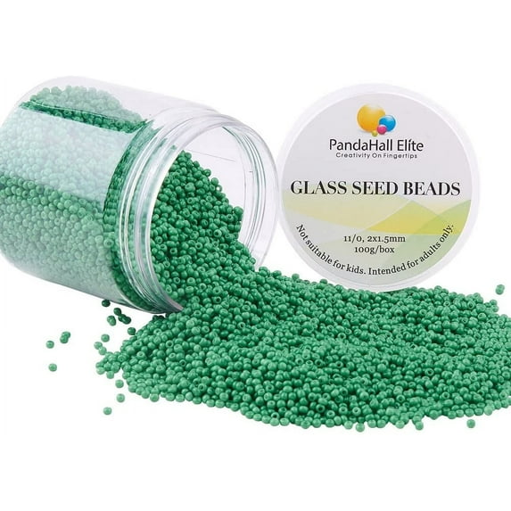 6000 Pcs 11/0 Glass Seed Beads Opaque Green Round Waist Beads Mini Spacer Beads Diameter 2mm