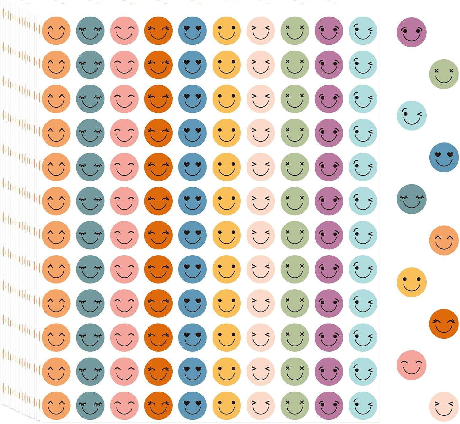 6000 Pcs Boho Smiley Face Stickers for Kids Reward,0.4 inch 10 Colors ...