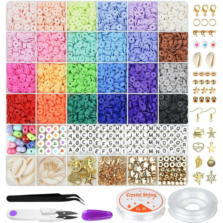 6000 Pcs Clay Beads for Bracelet Making, 24 Colors Flat Preppy Beads for  Friendship Bracelet Kit, Polymer Clay Heishi Beads with Charms for Jewelry  Making, Crafts Gifts for Teen Girls，A05 