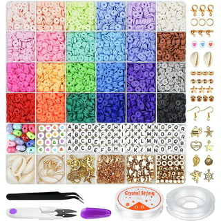 4800Pcs Clay Beads for Jewelry Making Bracelet Kit,Flat round Polymer He