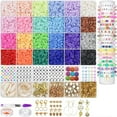 thumbnail image 1 of 6000 Pcs Clay Beads Bracelet Making Kit, Round Letter Beads with Charm and Elastic Strings, Friendship Bracelets Holiday Gifts for Girls Adults, 1 of 7