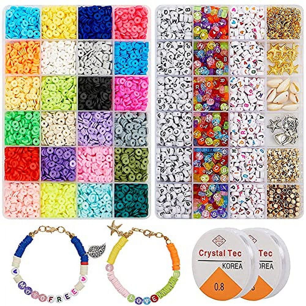 6000 Pcs Clay Heishi Beads for Bracelets, Flat Round Clay Spacer Beads with  900 Pcs Letter Beads, Pendants, Jump Rings, Clay Beads for DIY Jewelry  Making Bracelets Necklace Earring Kit, 24 Colors