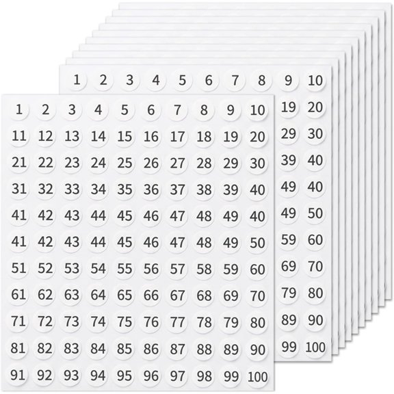 6000 Pcs Small Number Stickers, 0.4 Inch Self-Adhesive Black Number Labels 1–100 Sequential, Stick on Numbers for Inventory, Storage, Office and Organization System