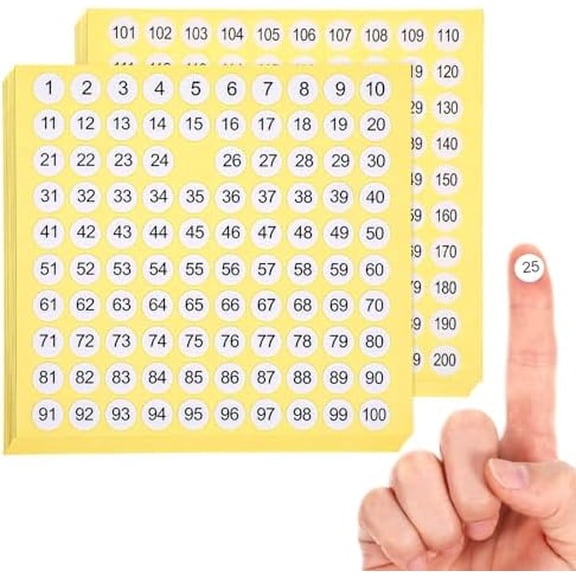 6000 Pcs Small Number Stickers, 30 Sets 1-200 Consecutive Round Labels, 0.4 Inch Self-Adhesive Round Number Decals Signs Inventory Stickers for Indoor Outdoor Organizing, Storage, Boxes