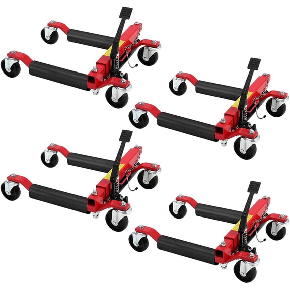 6000 lb Hydraulic Tire Dolly Set (4), Wheel Skates with Foot Pedal and 360° Rollers for Truck, RV, and Garage Positioning