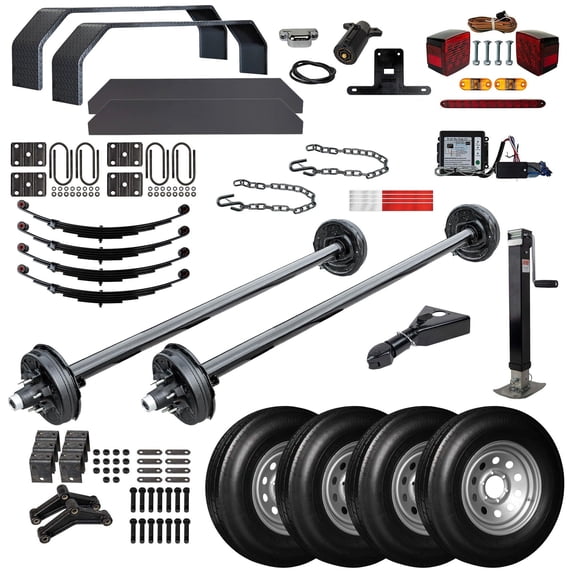 6000 lb TK Tandem Axle Trailer Parts Kit - 12K Capacity Heavy Duty (Complete Original Series), 73" Hubface 58" Spring Center