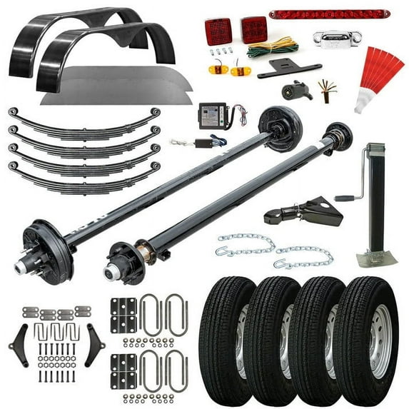 6000 lb TK Tandem Axle Trailer Parts Kit - 12K Capacity Light Duty (Complete Original Series), 89" Hubface 74" Spring Center