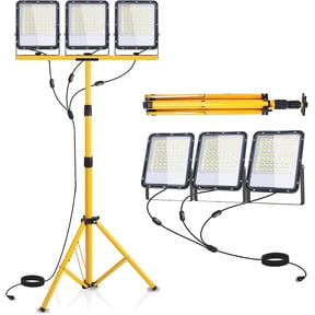 60000Lumen LED Work Lights with Stand - 3 Head Portable Work Light with IP65 Waterproof, Adjustable Stand, 16ft Cord for Construction Sites, Garage, Warehouse Lighting - Indoor Outdoor