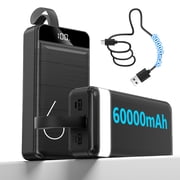60000Mah Portable Charger Featuring 22.5W Rapid Charging, LED Screen, Six Ports, with USB C Cable and Flashlight