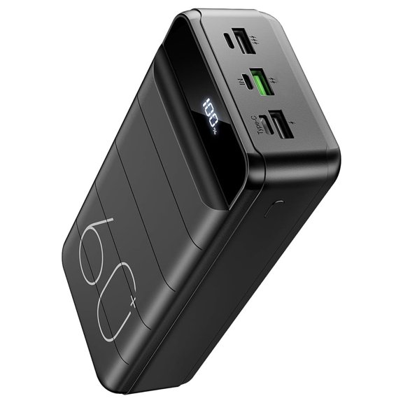 60000Mah Portable Charger Featuring 22.5W Rapid Charging, LED Screen, Six Ports, Built-In USB C Cable, And Flashlight; Compatible with PD, QC, And SCP for Iphone, Samsung, And Huawei