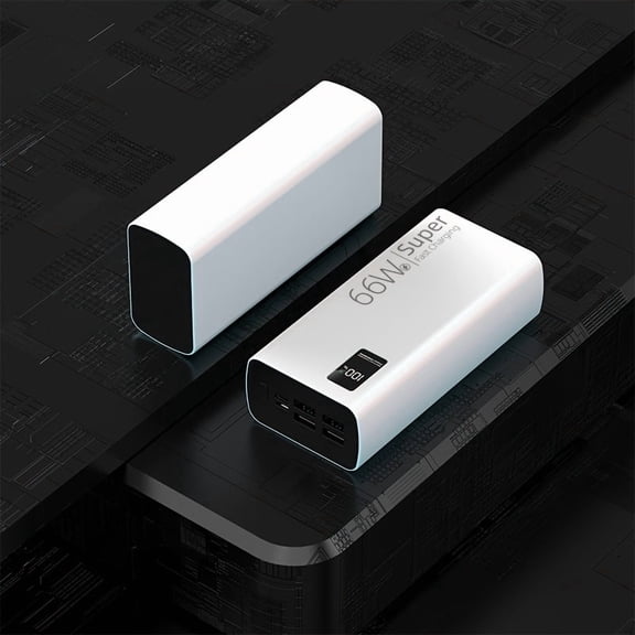 60000Mah Power Bank with 66W Fast Charging, 6-Port Station for Multiple Phones, USB-C Outdoor Camping Emergency Backup, Black/White
