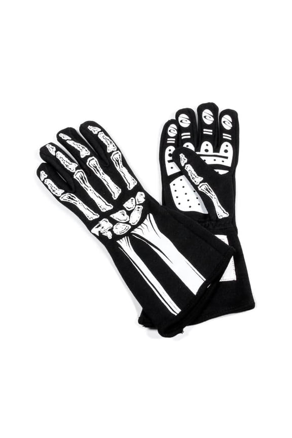 600080137 Double Layer White Skeleton Gloves, Medium
