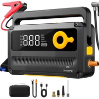 HOMSHADE 6000A Portable Car Jump Starter w/ 150 PSI Air Compressor & LED Lighting