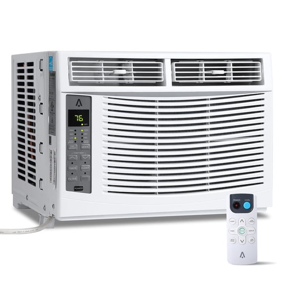 Window Air Conditioner, 6000BTU Air Conditioner for 250 Sq. Ft, Dehumidifying & Fan, Quiet Operation and Easy Installation, Remote Control for Home & Office, without WIFI