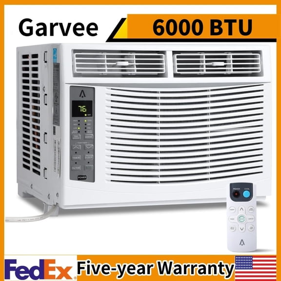 6000Btu Window-Mounted Air Conditioner AC Unit with 3 Fan Speeds Quiet Operati