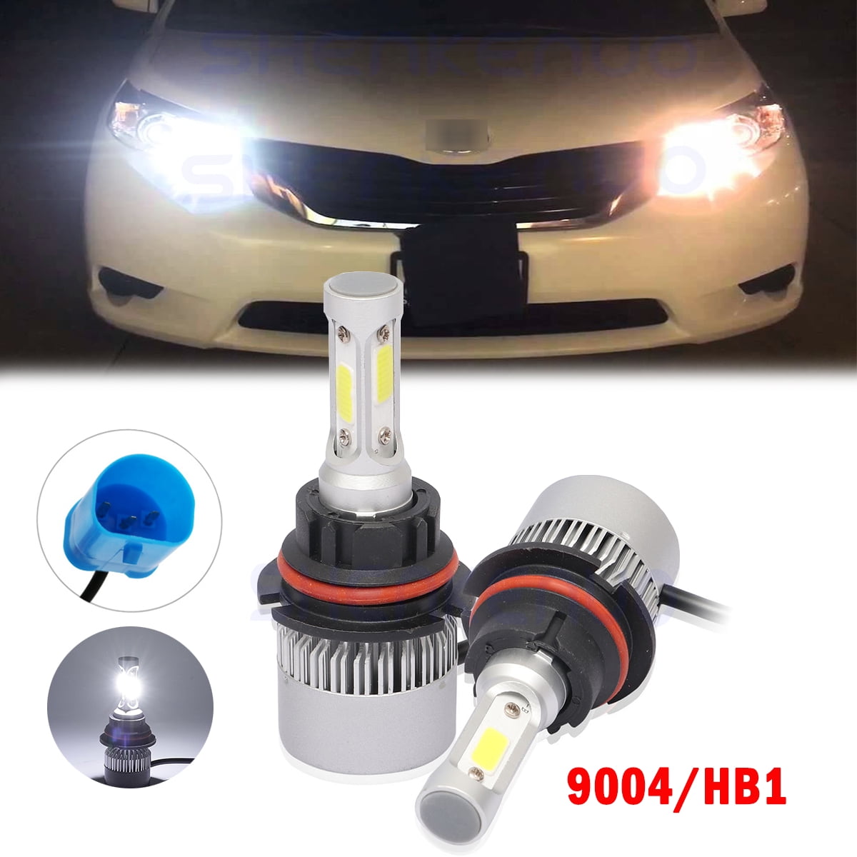 6000K 2X 9004 LED Headlight High/Low Beam Bulbs Kit For Toyota Corolla ...