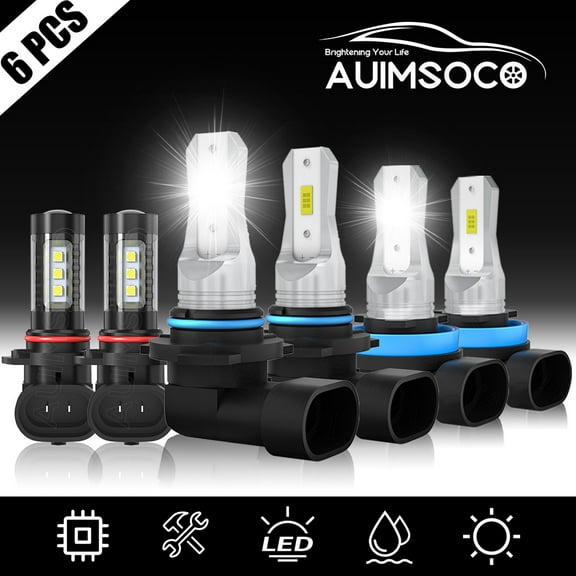 6000K 6x LED Headlight Fog Light Bulbs For Dodge RAM 1500 2500 3500 2013 - 2015 High Power Lamps Halogen Replacement
