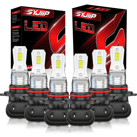 6000K 9005 9006 LED Headlight Bulbs Hi/Lo Beam 9145 Fog Lights Kit Pack of 6