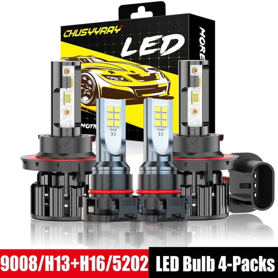 6000K Fit for Ford Escape 2008-2012 LED Headlight Hi/Lo +Fog Light 4 Bulbs 9008+H16 Combo Kit