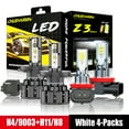 thumbnail image 1 of 6000K LED 9003 Dual Beam Headlight + Fog Light Bulbs Plug&Play White 4 Bulbs H4+H11 LED Bulb Kit, 1 of 12