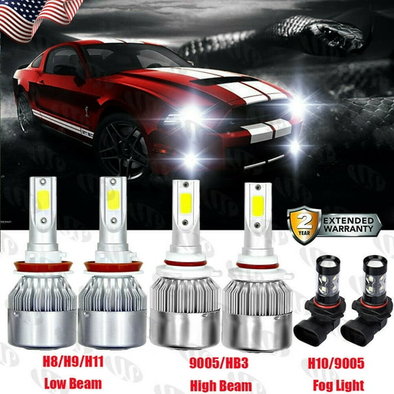6000K LED Headlight+Fog Light Bulbs Upgrade Pkg Kit for For Ford F-150 2015-2020