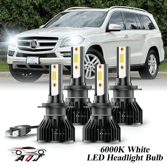 6000K White LED Bulb for Mercedes-Benz GL350 2010-2016 High+Low Beam Headlight Bulbs Combo Pack of 4