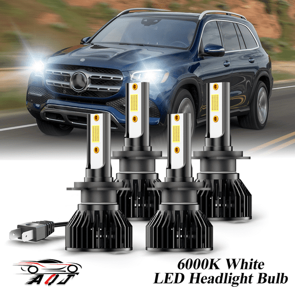 6000K White LED Bulb for Mercedes-Benz GLS 450 2017-2021 High+Low Beam Headlight Bulbs Combo Pack of 4