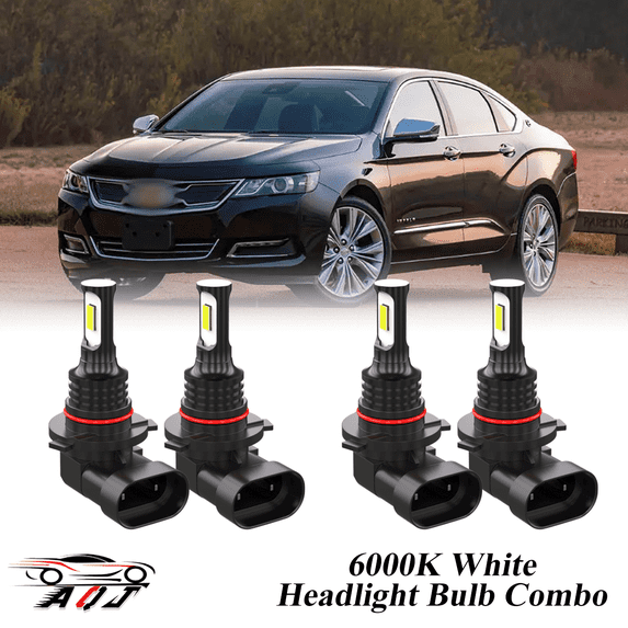 6000K White LED Headlight Bulbs Combo Kit For Chevrolet Impala 2014-2020