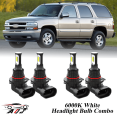thumbnail image 1 of 6000K White LED Headlight Bulbs Combo Kit For Chevrolet Tahoe 2001-2006, 1 of 12