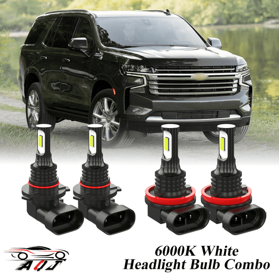 6000K White LED Headlight Bulbs Combo Kit For Chevy Tahoe 2007-2022