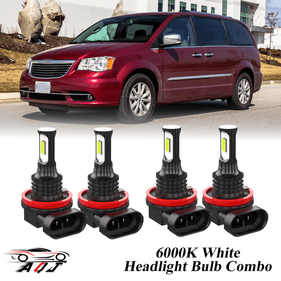 6000K White LED Headlight Bulbs Combo Kit For Chrysler Town and Country 2008-2016