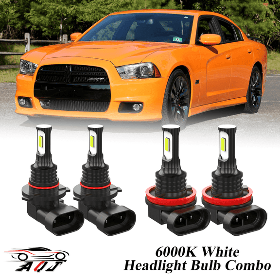 6000K White LED Headlight Bulbs Combo Kit For Dodge Charger 2011 2012 2013 2014
