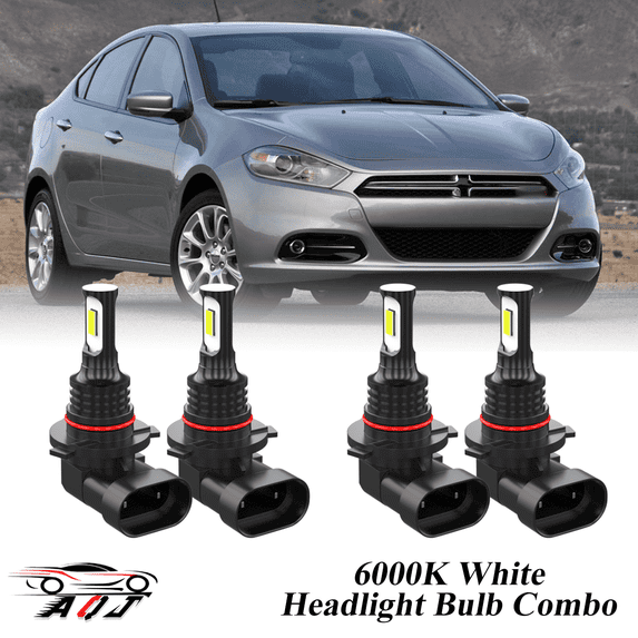 6000K White LED Headlight Bulbs Combo Kit For Dodge Dart 2013 2014 2015 2016