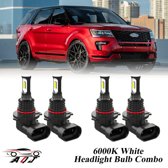 6000K White LED Headlight Bulbs Combo Kit For Ford Explorer 2011-2018