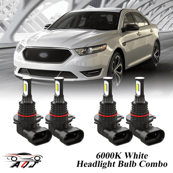 6000K White LED Headlight Bulbs Combo Kit For Ford Taurus 2010-2019