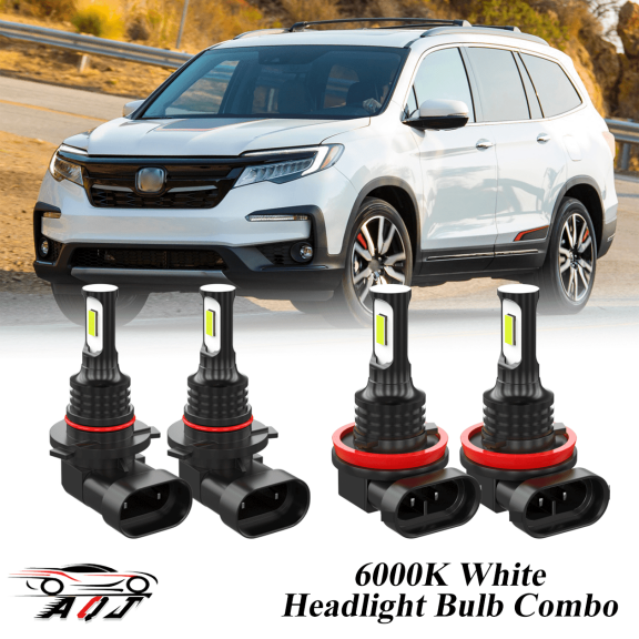 6000K White LED Headlight Bulbs Combo Kit For Honda Pilot 2006-2019