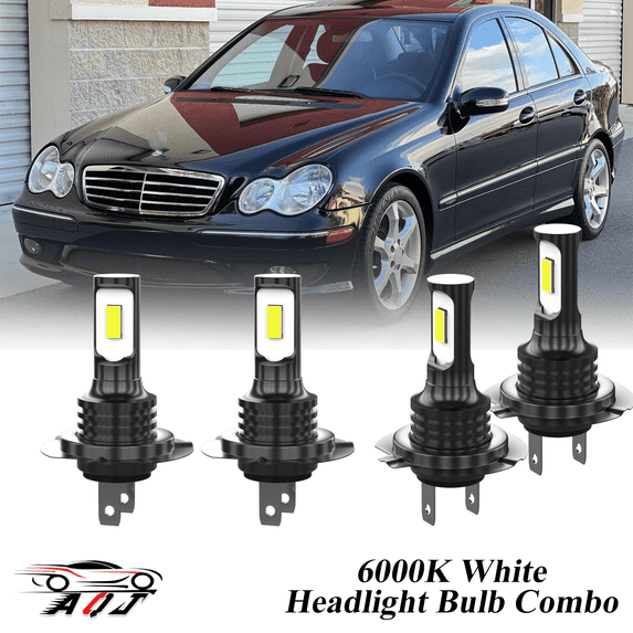 6000K White LED Headlight Bulbs Combo Kit For Mercedes-Benz C230 2002-2007